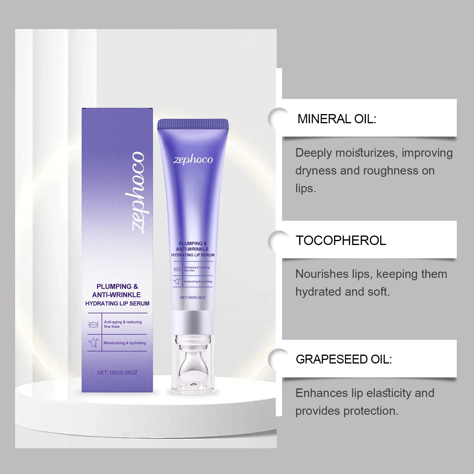 zephoco Lip Plumping Serum Hydrating Gloss Treatment For Dry Chapped Lips Moisturizing Care Volumizing Enhancer Soft Smooth