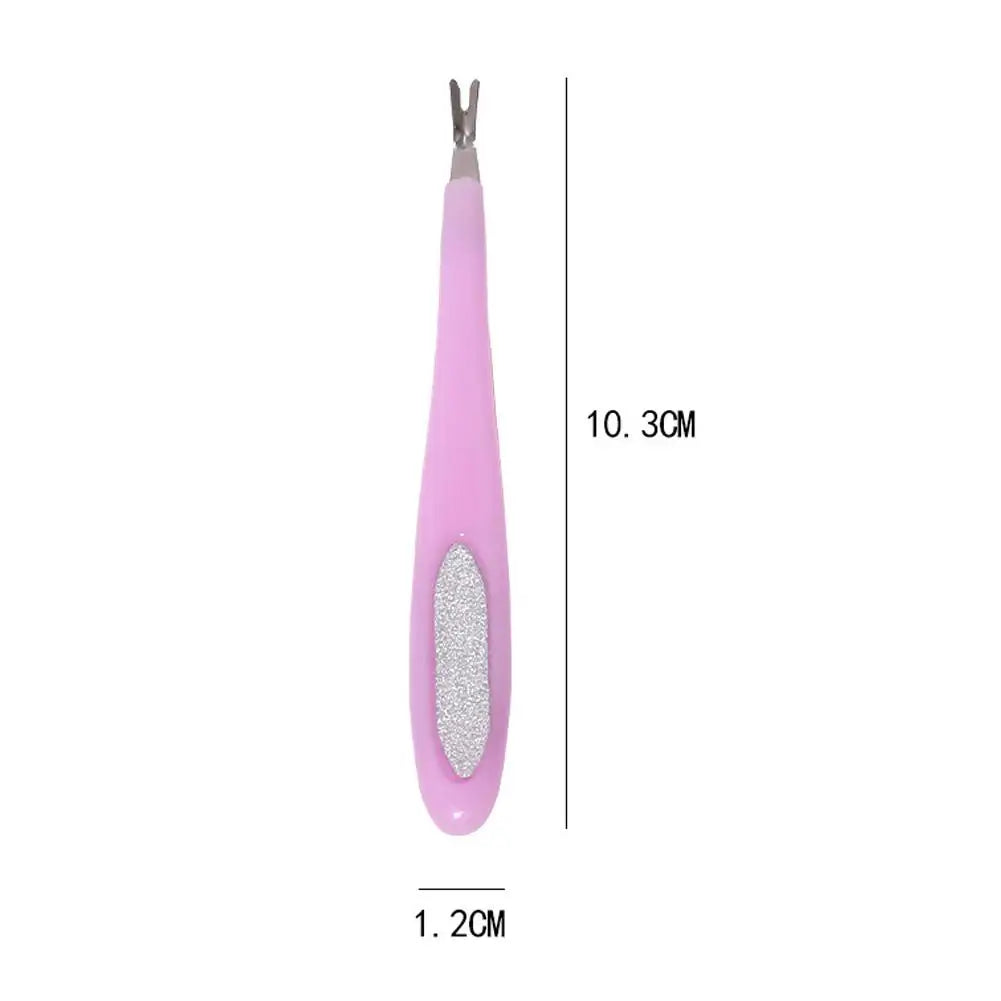 1PCS Pink V-Shaped Nail Cuticle Pusher Stainless Steel Dead Skin Fork Remover Trimmer Manicure Pedicure Care Tool