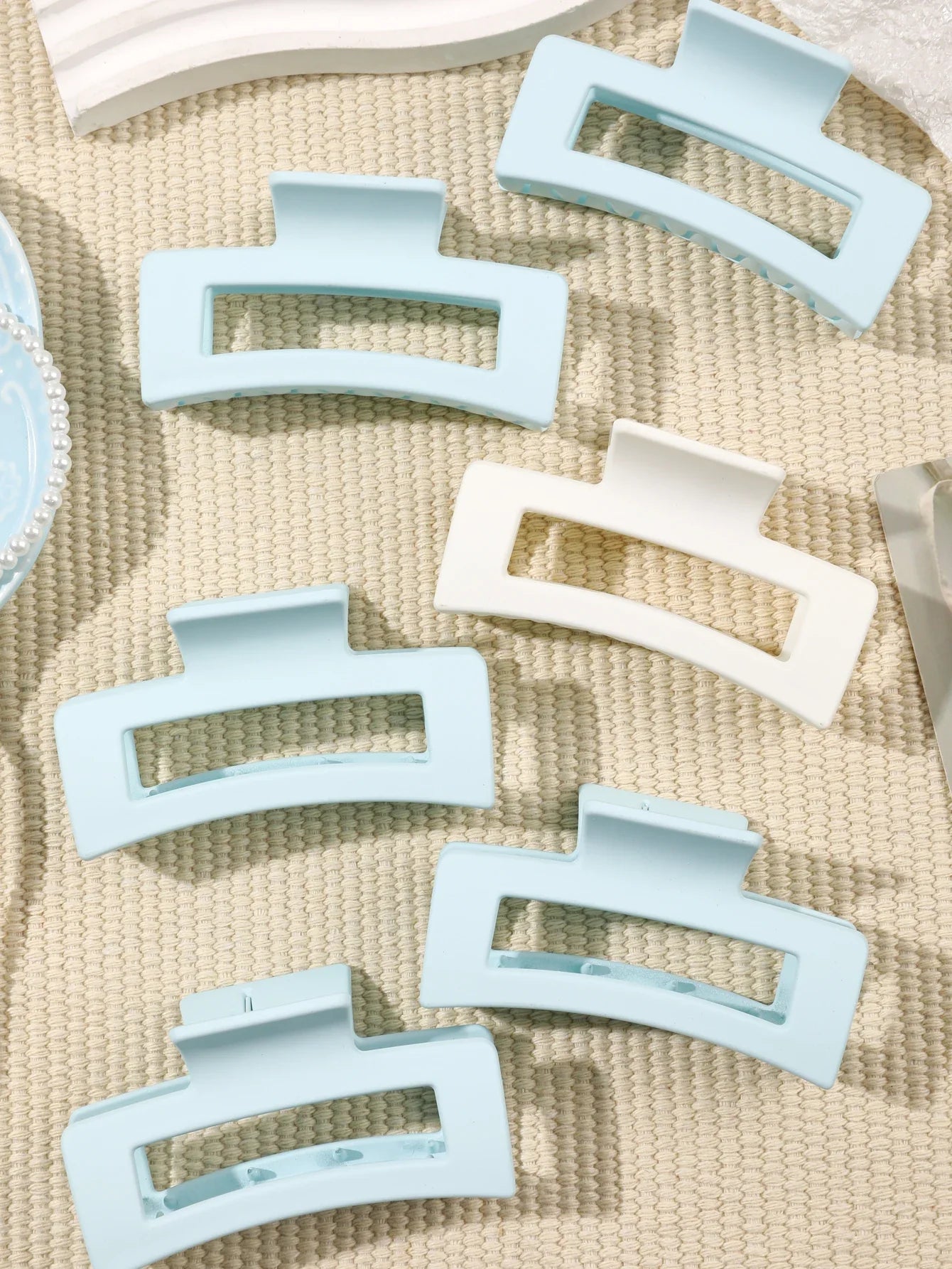 7 Pcs Big Hair Claw Clips 3.4" Non-slip Big Square Matte for Women Girls, Strong Hold Banana Clips for Thick Thin Hair