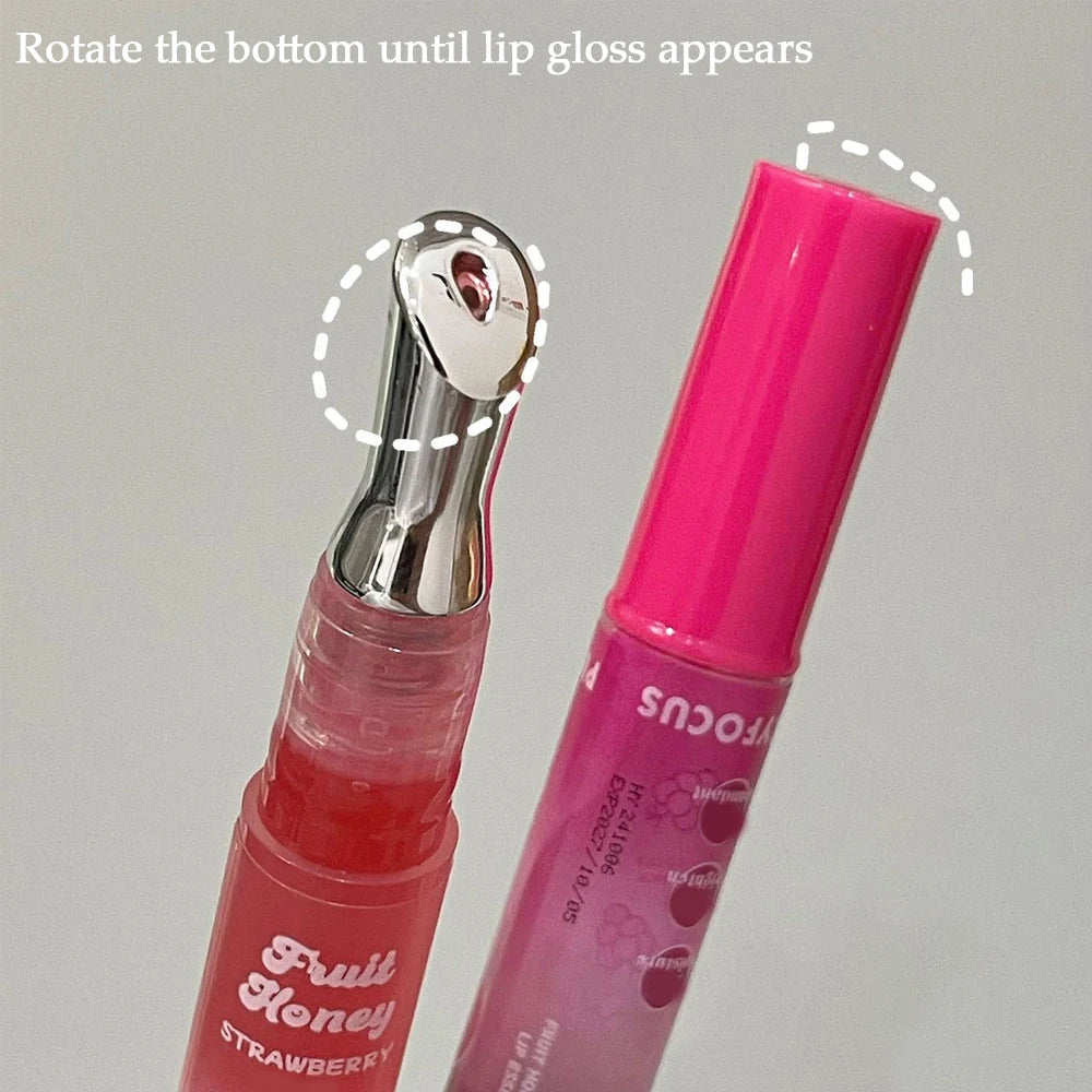 Pinkyfocus Fruit Honey Brightening Lip Essence Oil - Moisturizing, Anti-Dry & Crack, Conceals Lip Lines for Plump Lips