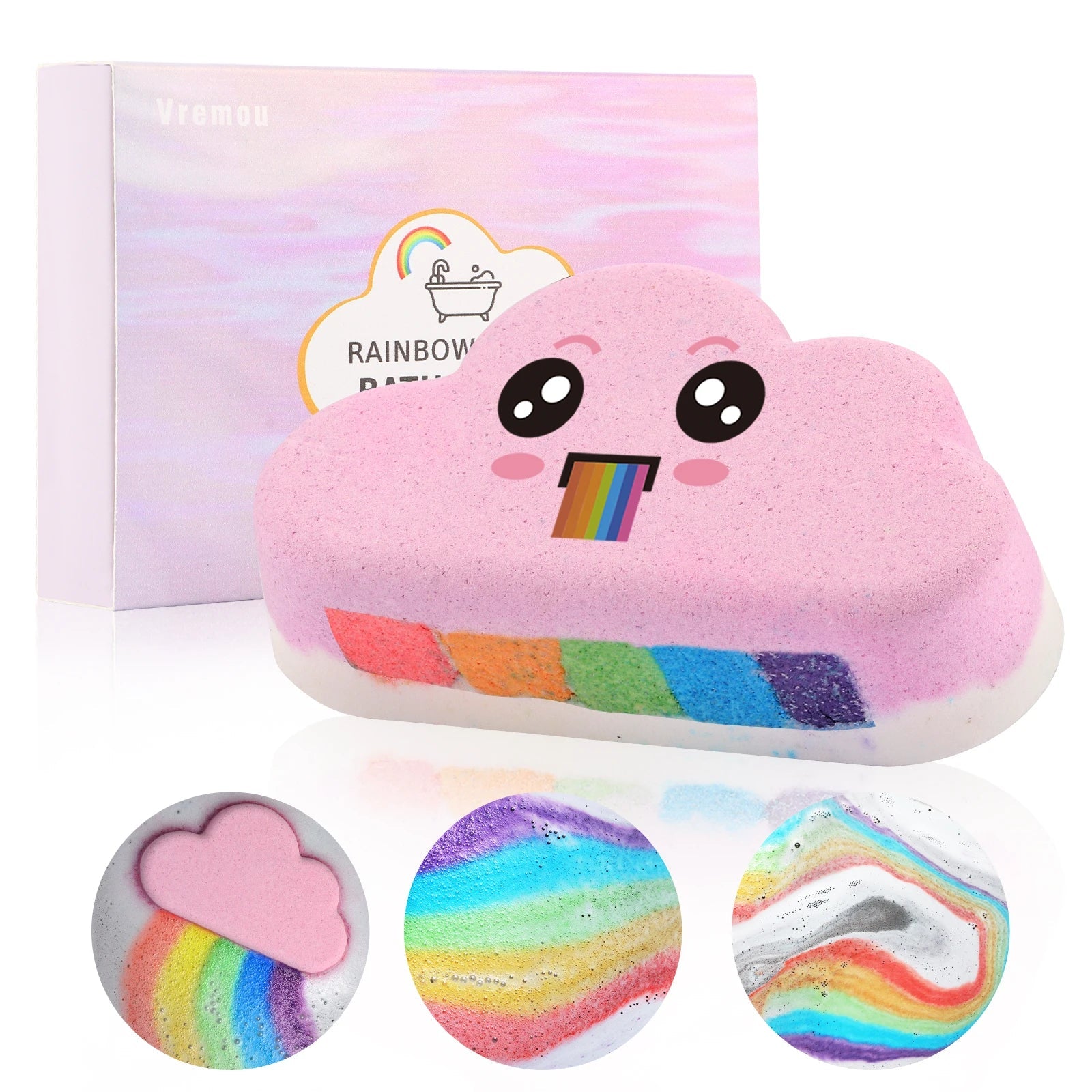 1Pcs/4Pcs Rainbow Bath Bombs Gift Set, Handmade Organic Bath Bombs for Kids Girls, Natural Kid Bubble Bath Fizzy