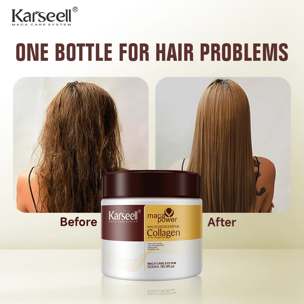 Karseell 500ml Collagen Hair Treatment Deep Repair Conditioning Argan Oil Hair Mask Essence for Dry Damaged Hair All Hair Type