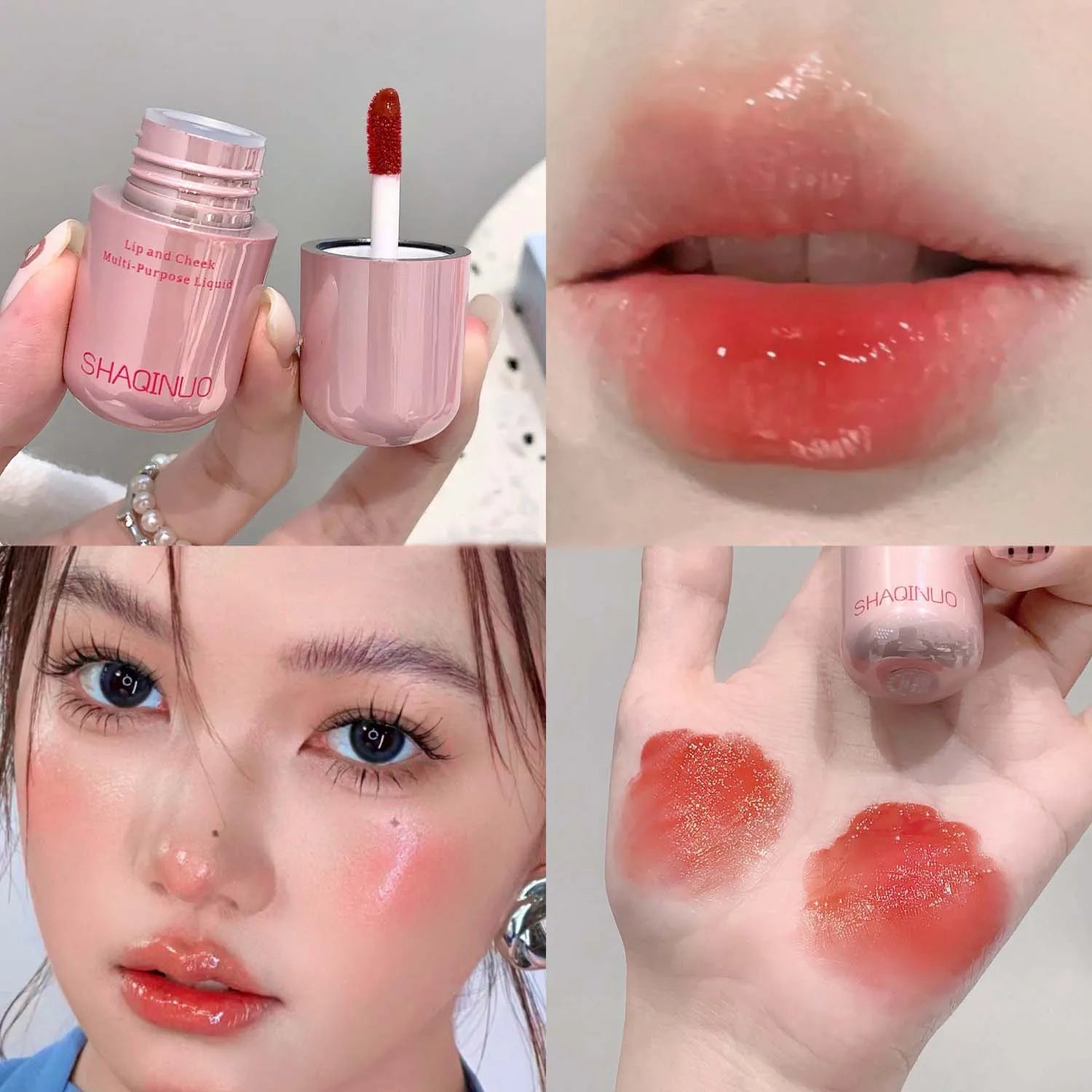 Lasting Waterproof Moisturizing Plump Lip Gloss Mirror Effect Lip Color Water Gloss Ice Clear Peach Pink Lip Glaze Korean Makeup