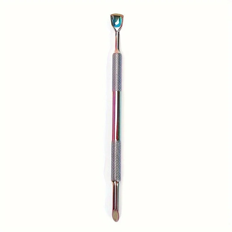 Russian-Style Double-Headed Horseshoe Steel Pusher Stainless Steel Angled Manicure Steel Pusher Pre-Treatment Tool for Removing