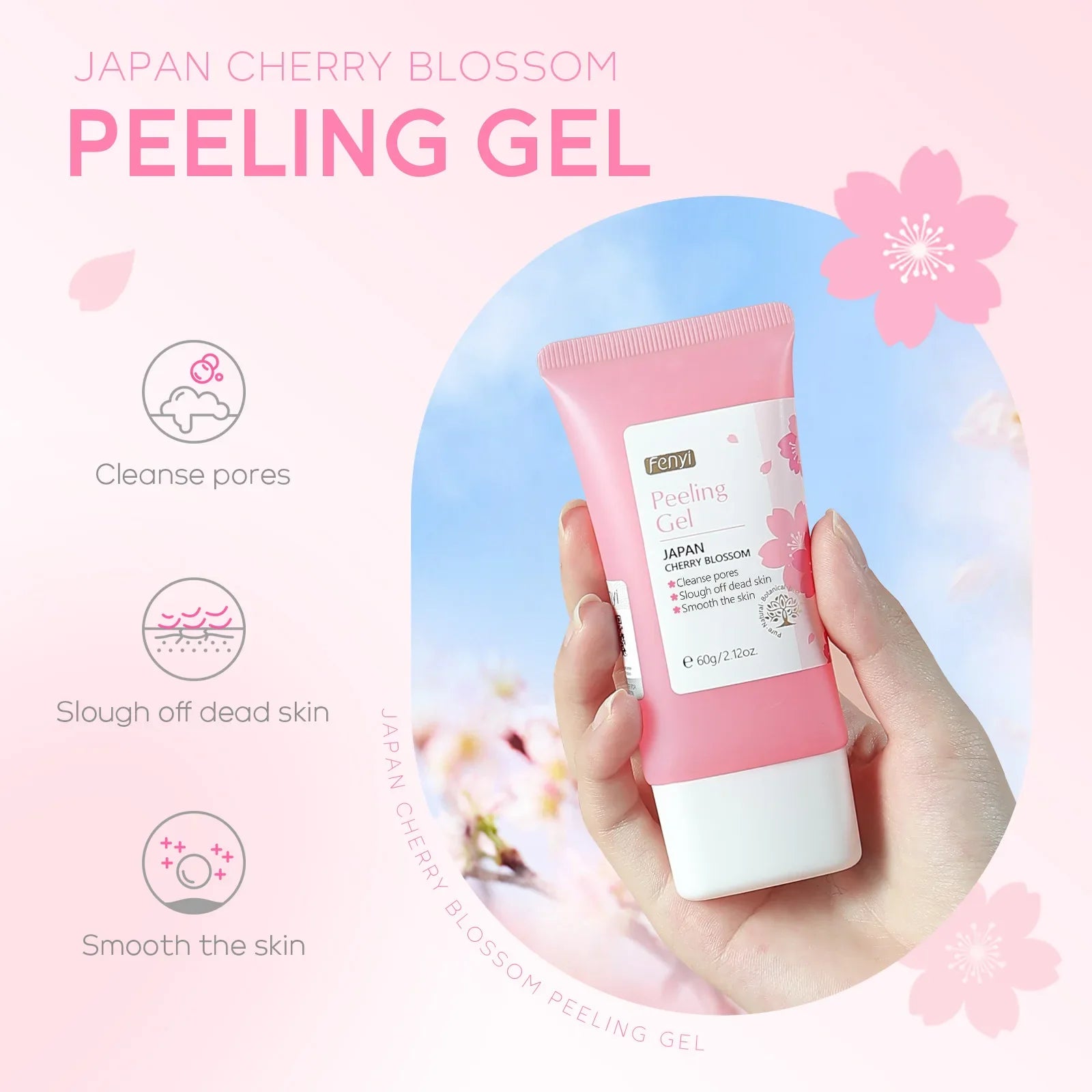 Cherry Blossom Peeling Gel Facial Exfoliating Moisturizing Tender Body Cleansing Skin Care 60g