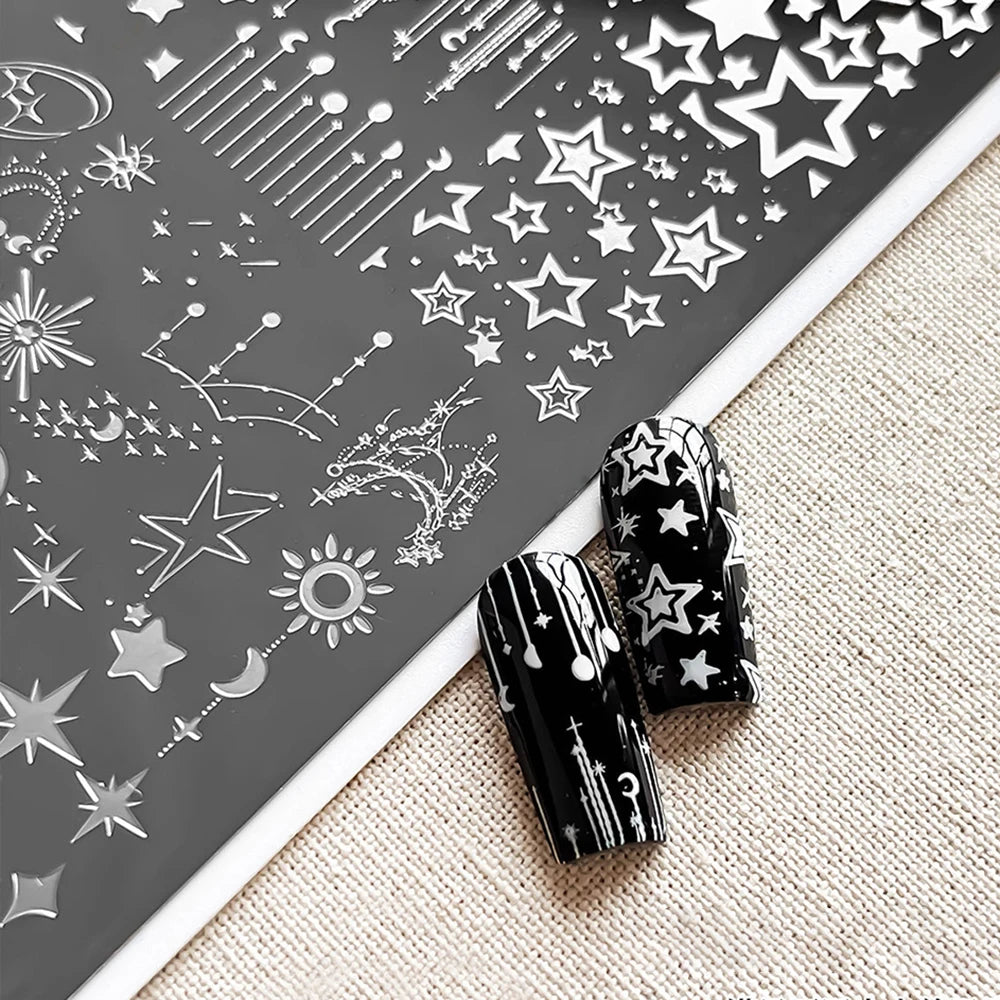 14.5x9.5 Cm Moon Stars Stencils Multi Shaped Stars Nail Art Stamping Plates for Nail Art Stamp Image Printed Manicure DIY Tools