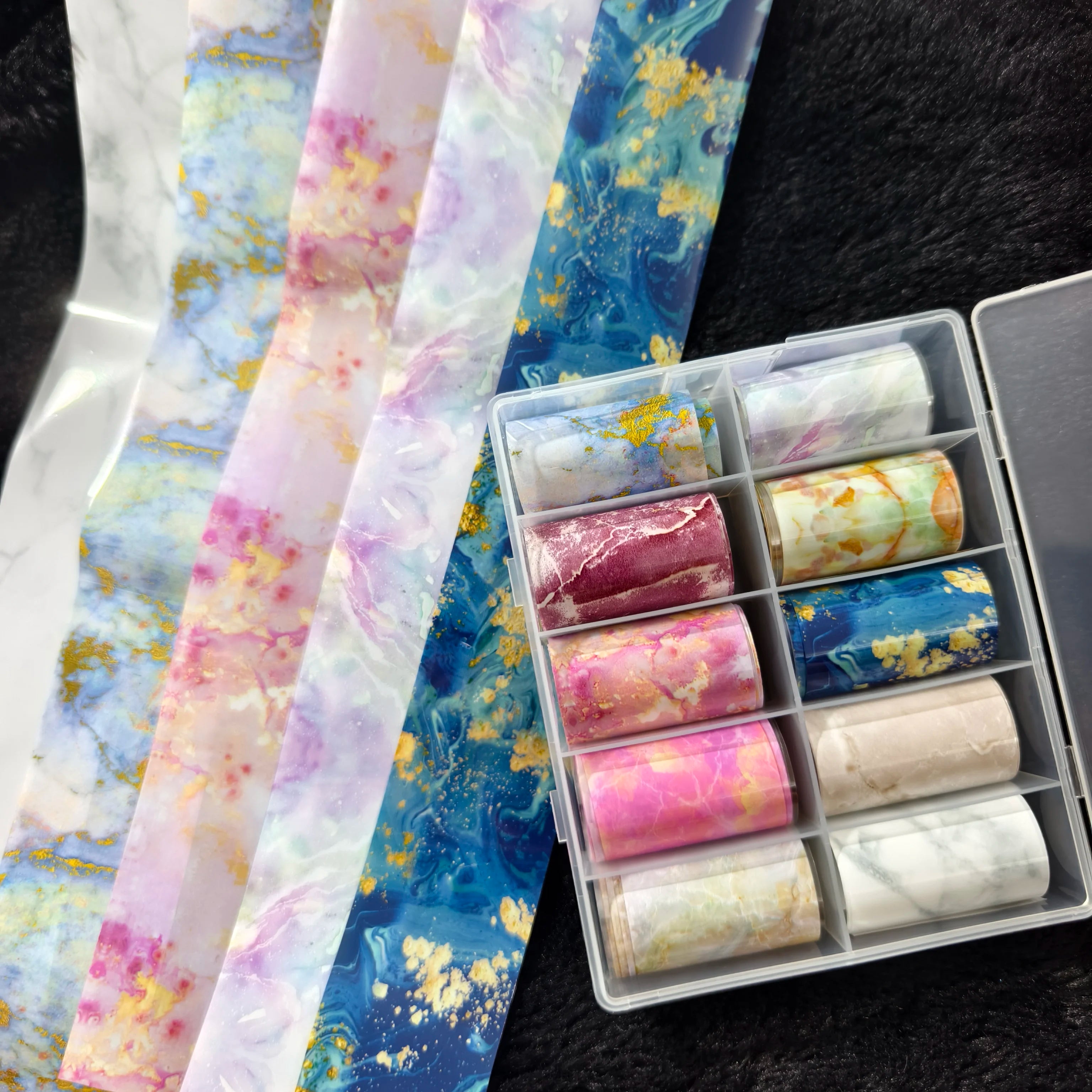 10Rolls Halloween Flower Plaid Angel Marble Bow Nail Foils Transfer Paper Nail Art Stickers Decal Nails Decoration