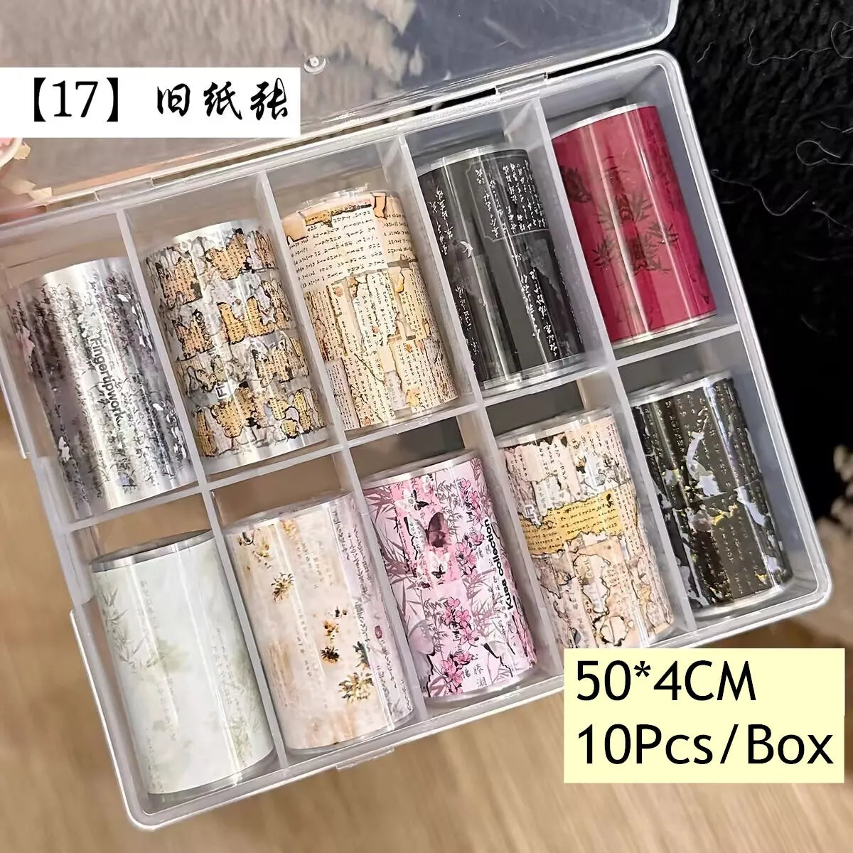 10Rolls Plaid Thousand-Bird Bow Stars Nail Foils Transfer Paper Nail Art Stickers Manicure Set Decal Nails Decoration