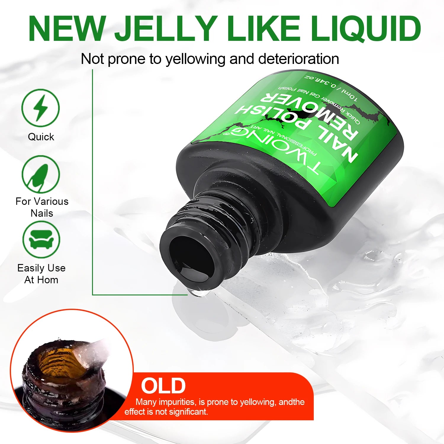 10ml Nail Polish Remover,Quickly Easily Removes Uv Gel Polishes Within 2-3 Minutes,Nail Glue Quick Remover No Need To Soak Nails