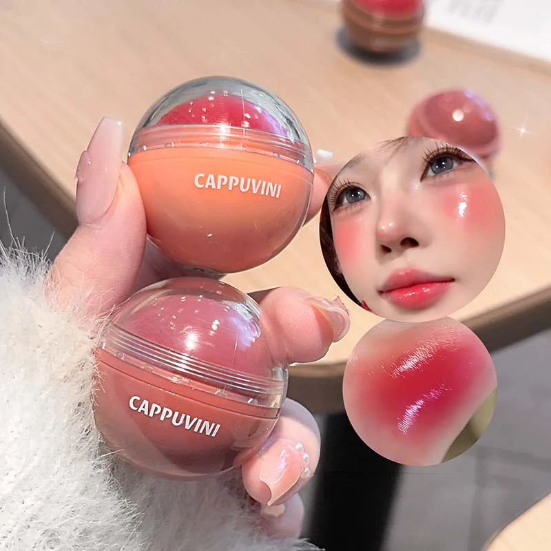 Cappuvini Juice Blush Ball Water Light Blusher Brightening Face Easy Color Multi-Use Blush Makeup Suitable for Lips and Cheeks