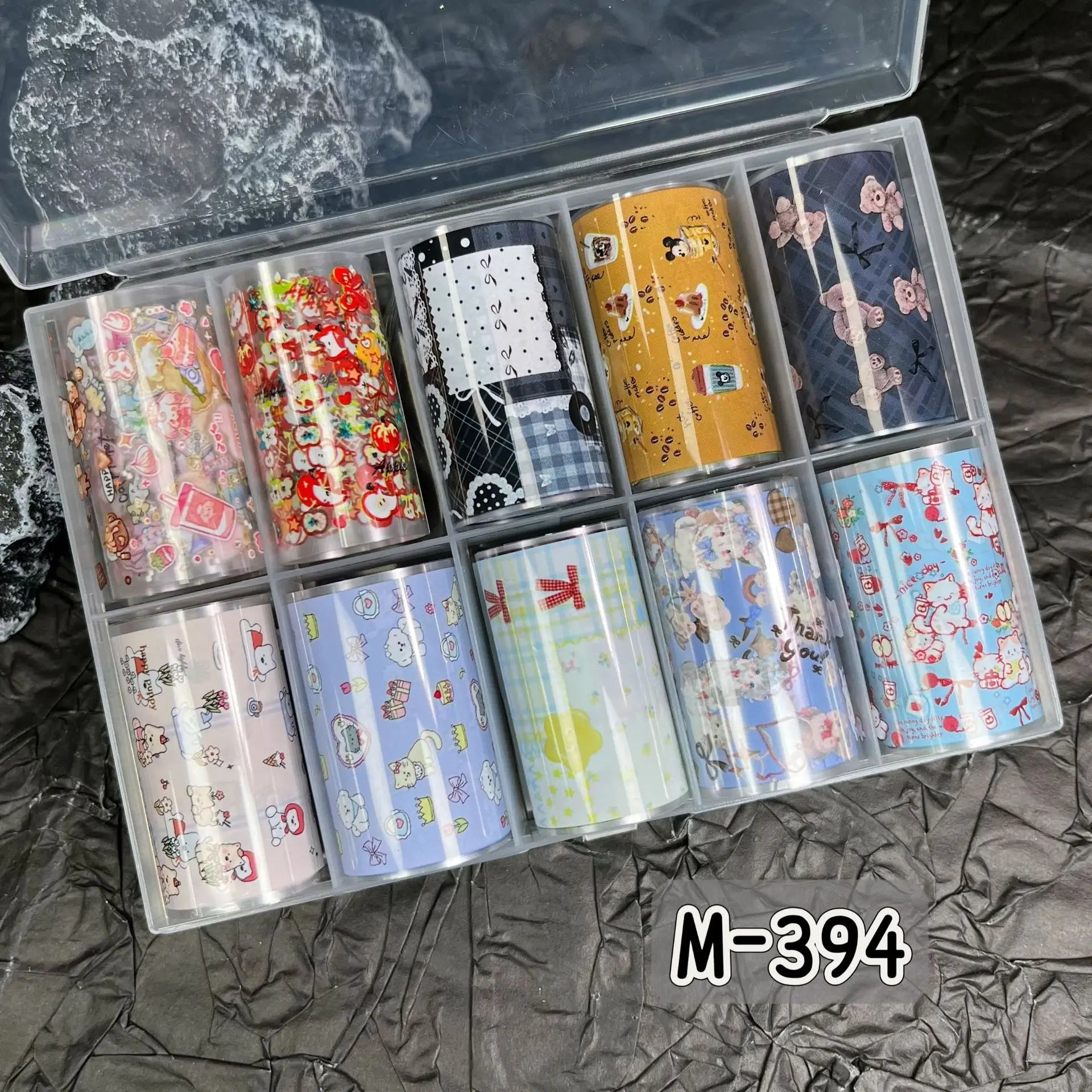 10Rolls Plaid Thousand-Bird Bow Stars Nail Foils Transfer Paper Nail Art Stickers Manicure Set Decal Nails Decoration