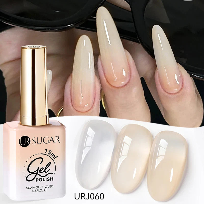 UR SUGAR 15ml Jelly Nude Gel Nail Polish Light Pink Translucent Color Soak Off UV LED Gel Varnish Nail Art DIY Fashion Manicure