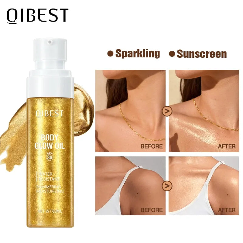 60ML Body High-gloss Oil Gold Bronzers Facial and Full-body Highlight Liquid Brightening Shimmering Moisturizing High-gloss Oil