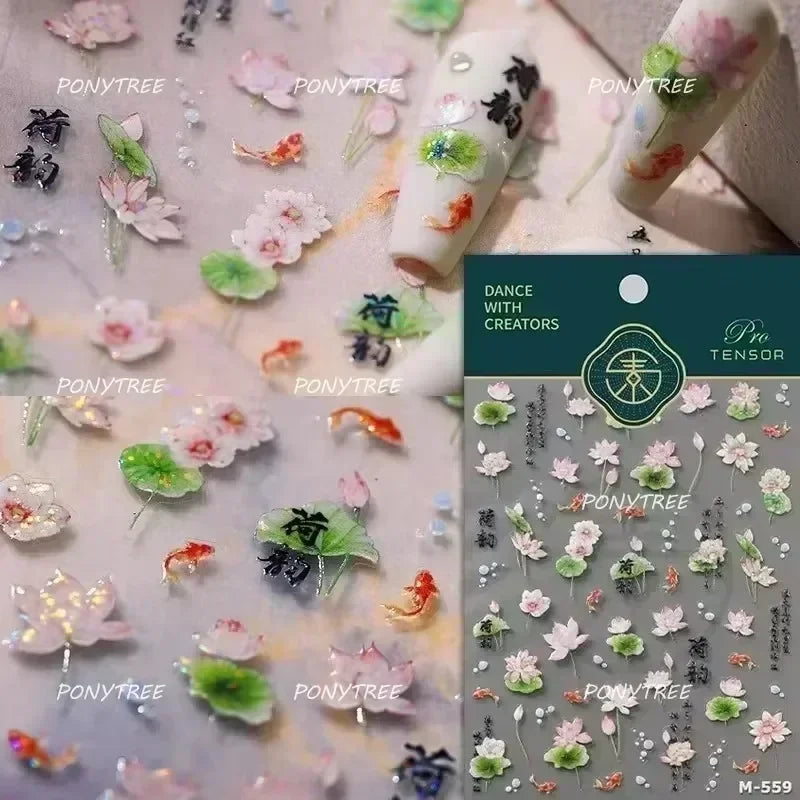 Sea Wave Jellyfish Starfish Conch Shell Dolphin Pearl Summer Beach Goldfish Water Bubble Mermaid Koi INS Nail Art Stickers Decal