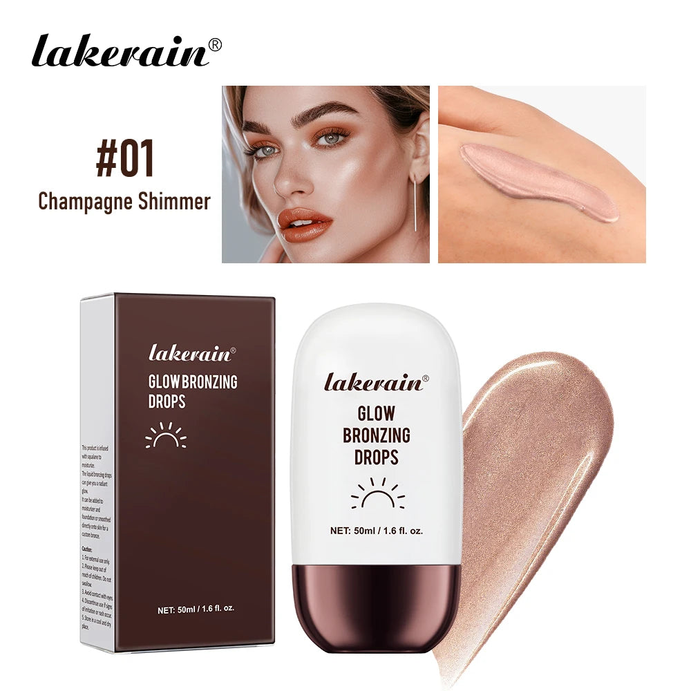 Lakerain Glow Bronzing Drops Nourishing Non-greasy Natural Glow Liquid Bronzer Cream Skincare Makeup Sunkissed Complexion