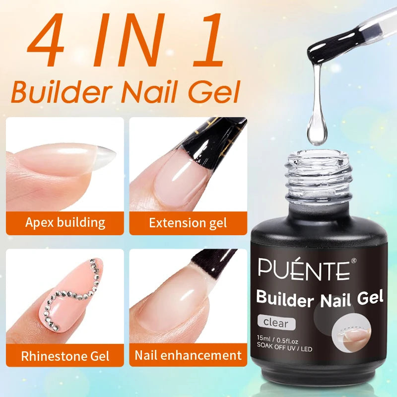 15ML 4 in 1 Builder Nail Gel For Quick Extension Nail Reinforcement Construction UV Gel Polish Semi-permanent Nail Art Varnish