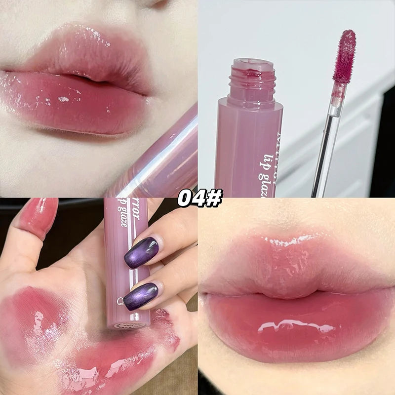 QIBEST New Mirror Water Lip Gloss Moisturizing Lip Tint Not Easy to Fade Lasting Non-Stick Cup Lip Glaze Stain Korean Cosmetics