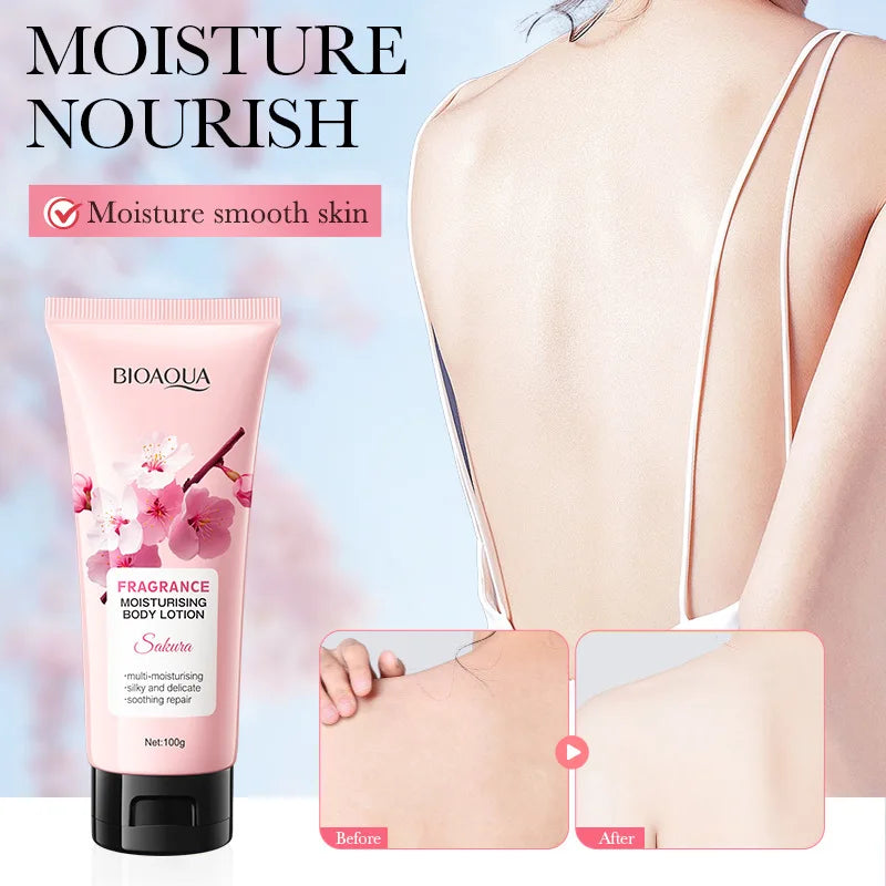 100g BIOAQUA Sakura Fragrance Body Lotion Moisturizing Nourishing Brightening Hydrating Leg Arm Back Body Cream Whole Skin Care