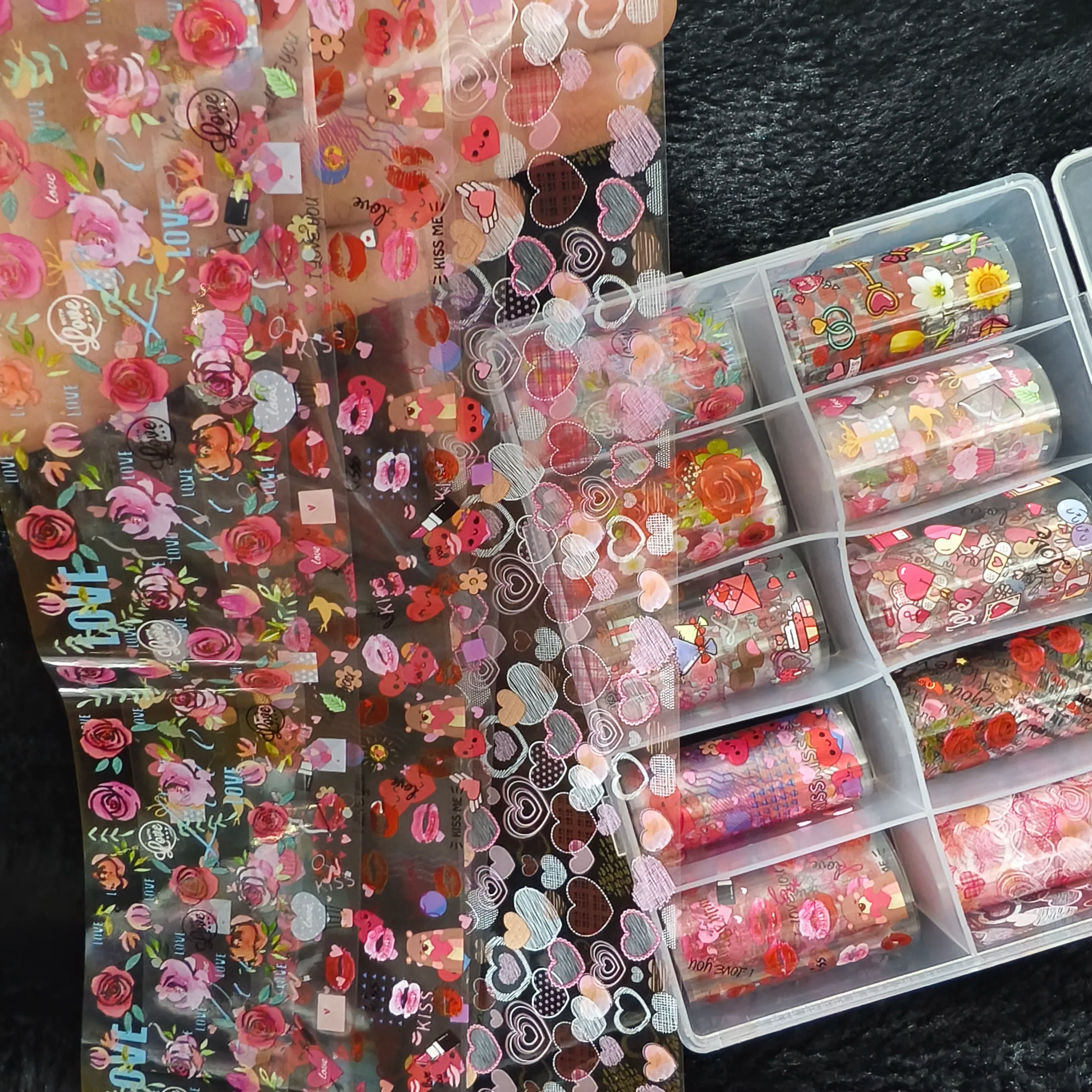 10Rolls Halloween Flower Plaid Angel Marble Bow Nail Foils Transfer Paper Nail Art Stickers Decal Nails Decoration