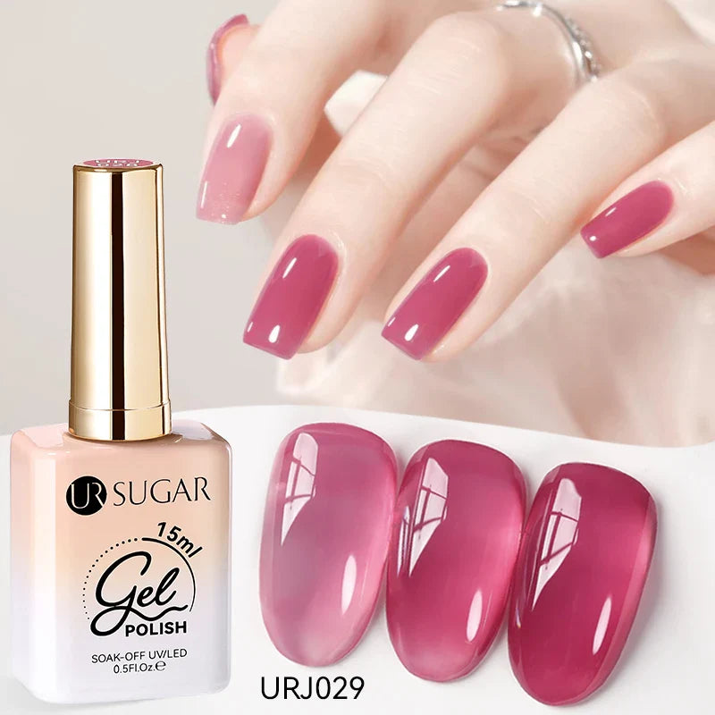 UR SUGAR 15ml Jelly Nude Gel Nail Polish Light Pink Translucent Color Soak Off UV LED Gel Varnish Nail Art DIY Fashion Manicure