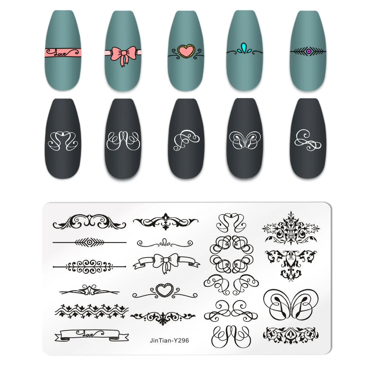 Valentine's Day Nail Stamping Plates Rose Flower Love Theme Nail Art Plate Stainless Steel Halloween Nail Design Stencil Tools