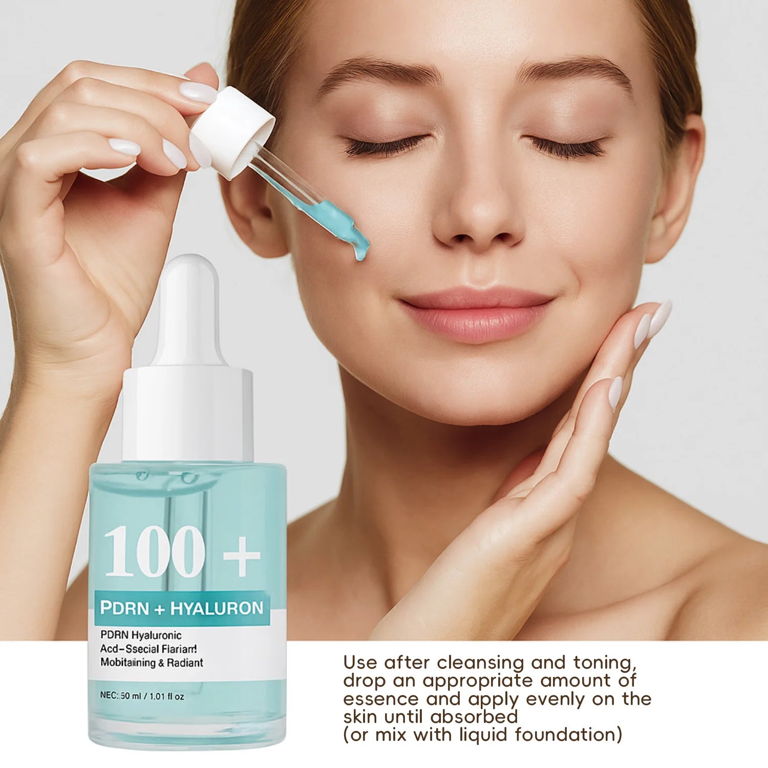 PDRN Hyaluronic Acid Capsule 100 Serum, Radiant Face Serum for Women Hyaluronic Acid, Hydration, Moisture, Korean Skincare, 30ml