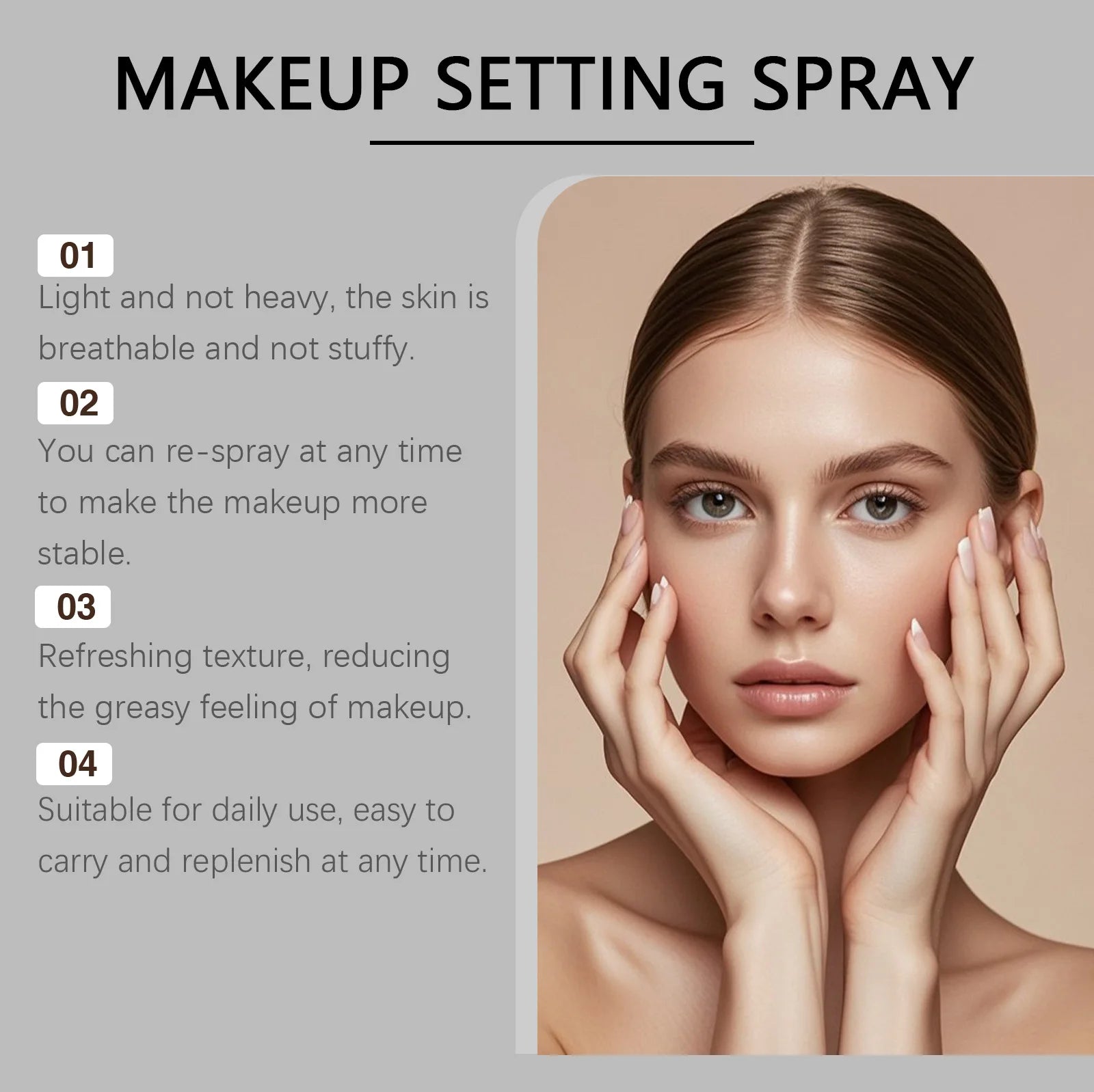 Makeup Setting Spray Hyaluronic Acid Moisturizing Waterprodf Sweat Resistant Fast Drying Lightweight 24h Longlasting Fixing Mist