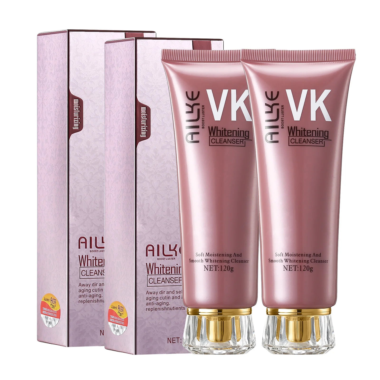 AILKE Rose Women Facial Cleanser, Lightening, Moisturizing, Anti-Wrinkles, Exfoliate, Oil Control, Gentle Clean Skin, 120ml