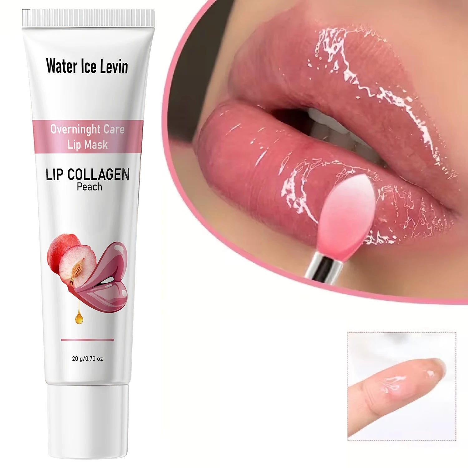 Peach Collagen Overnight Lip Mask with Peptide & Aloe Vera Peel-Off Nourishing Hydrating Lip Care Treatment