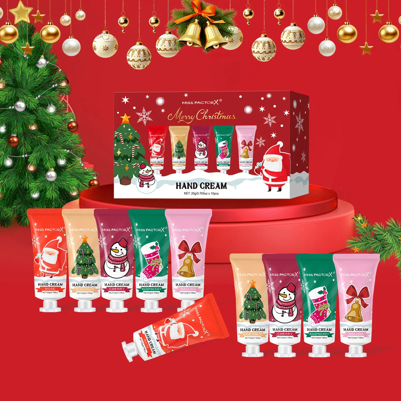 10pcs Christmas Hand Cream Gift Set Moisturizing and Moisturizing Hands, Preventing Drying and Cracking, Lasting Fragrance