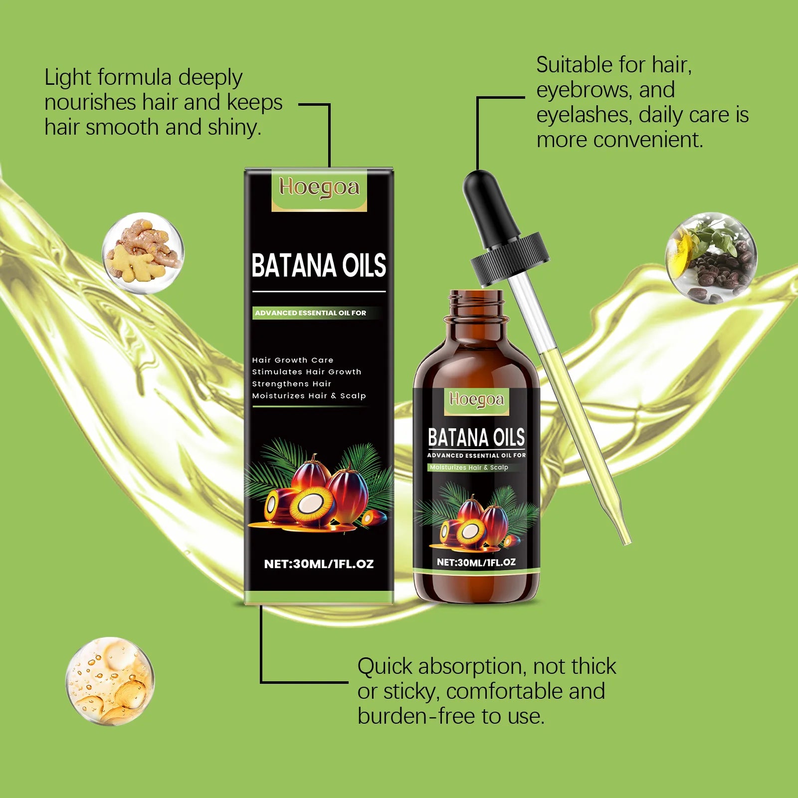 Batana Oil for Hair Growth Revitalizing Strengthening Nourish Damaged Hair Scalp Treatment Add Volume Thicker Stronger Hair Care