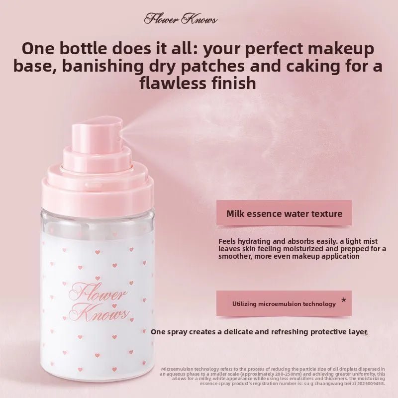 Flowerknows Pre Makeup Moisturizing Essence Setting Spray for Makeup Face Primer Korean Skin Care Products Hydrating Face Mist