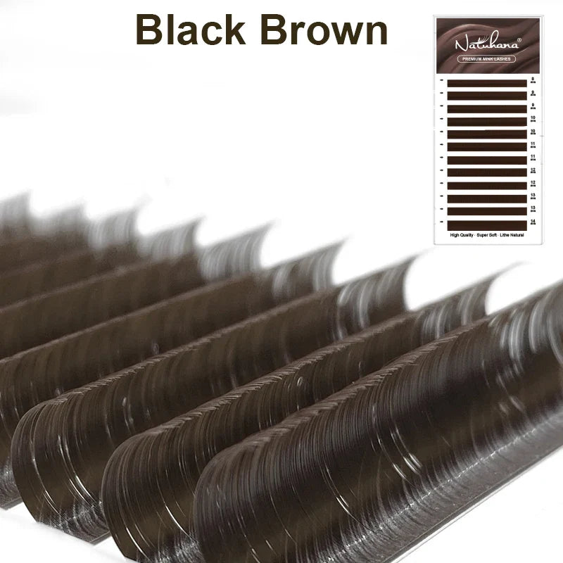 NATUHANA Dark Colored Eyelashes Extension Individual Natural False Mink Colorful Eyelash Grey Blue Color Lashes for Party Makeup