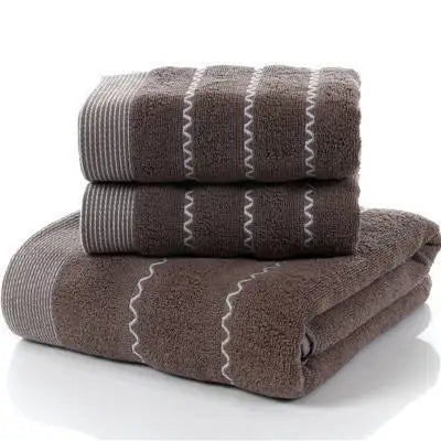 Set of 3 Cotton Bathroom Towels Sets 2pcs Hand Face Towel 35x75cm and 1pcs Big Bath Towels 70X140cm Washcloths Gift Towels