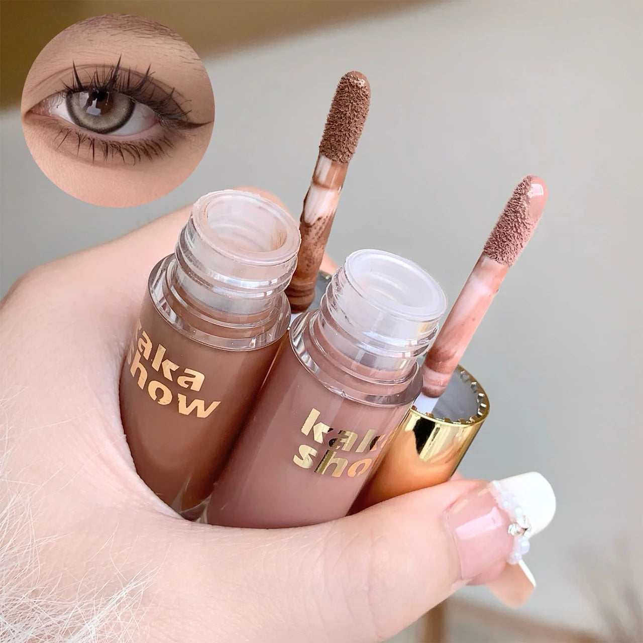 Kakashow Mist Eyeshadow Liquid Matte Pearlescent Shimmer Brightens Earth-colored Liquid Eyeshadow, Complete Eyemakeup in 3 Min