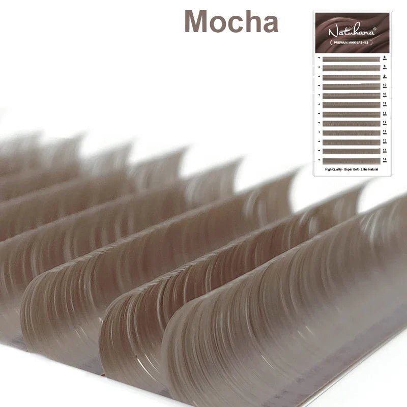 NATUHANA Dark Colored Eyelashes Extension Individual Natural False Mink Colorful Eyelash Grey Blue Color Lashes for Party Makeup