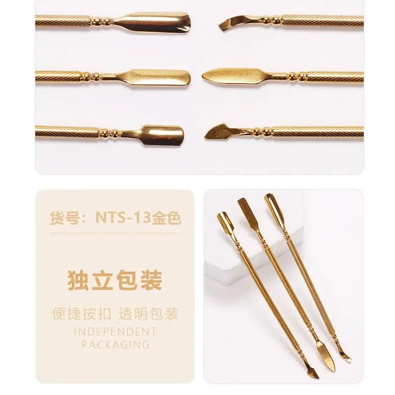 3Pcs Nail Cuticle Pusher Stainless Steel Cuticle Remover Pusher Dead Skin Pedicure Nail Care Clean Manicure Tools