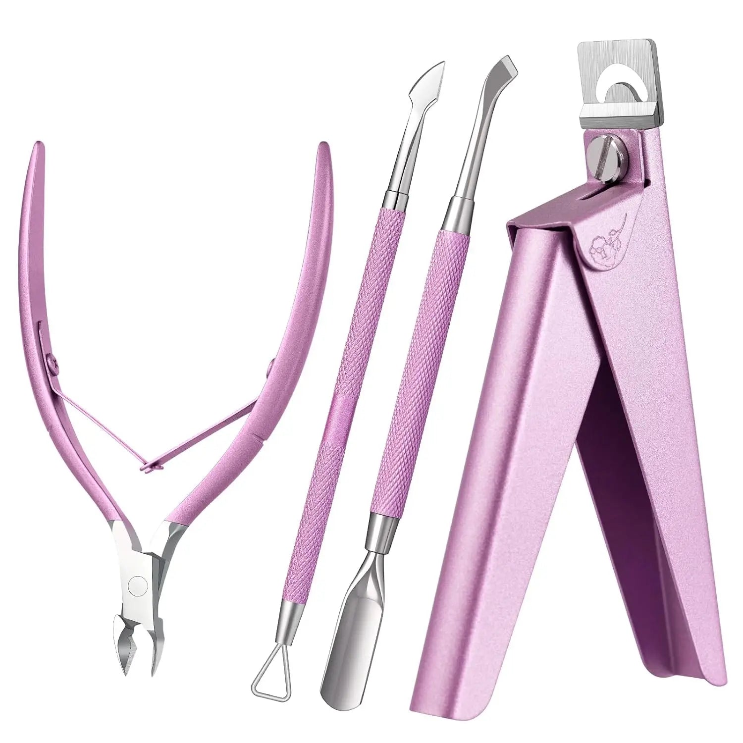 4-in-1 Acrylic Nail Clippers Set with Cuticle Trimmer and Pusher, Stainless Steel Manicure Tools for Home Salon