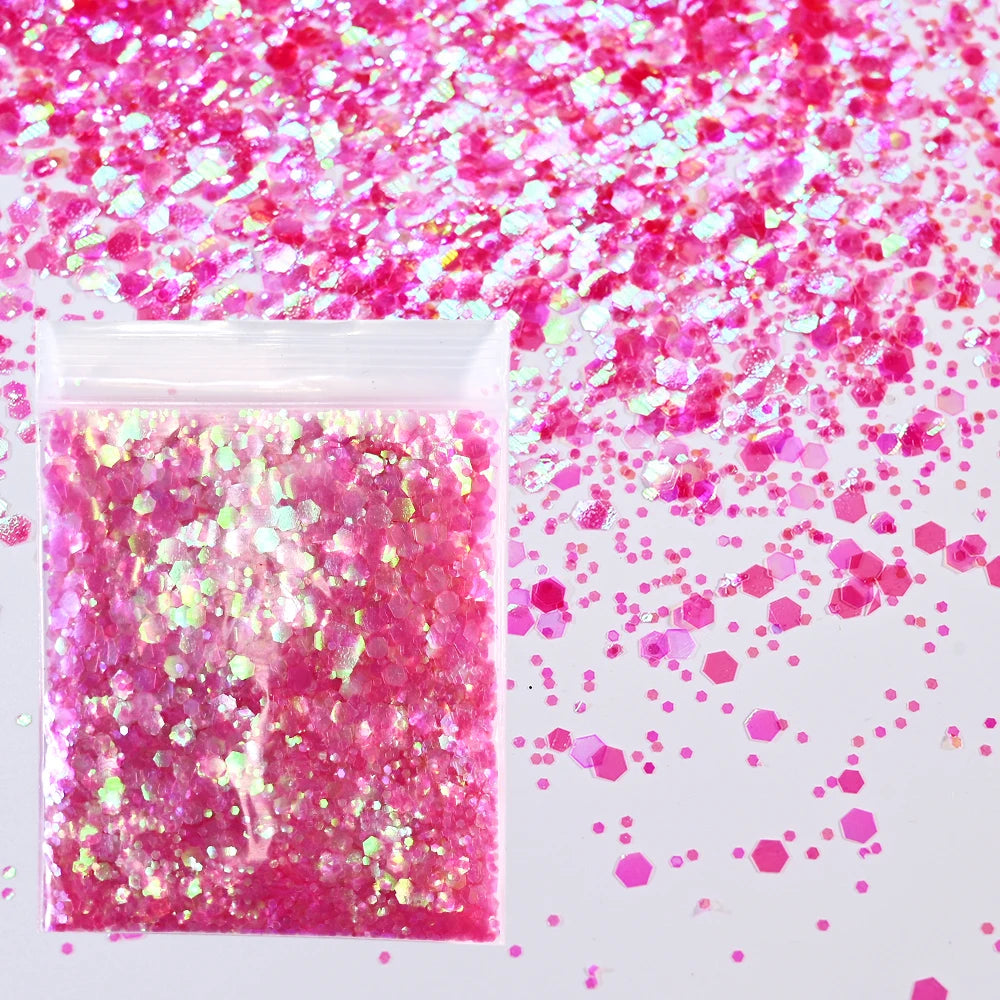 10g Pink Love Heart Nail Sequins Holographics Glitter Sequins Nail Art Decoration Mixed Size Ultrathin Flakes Manicure Sequins