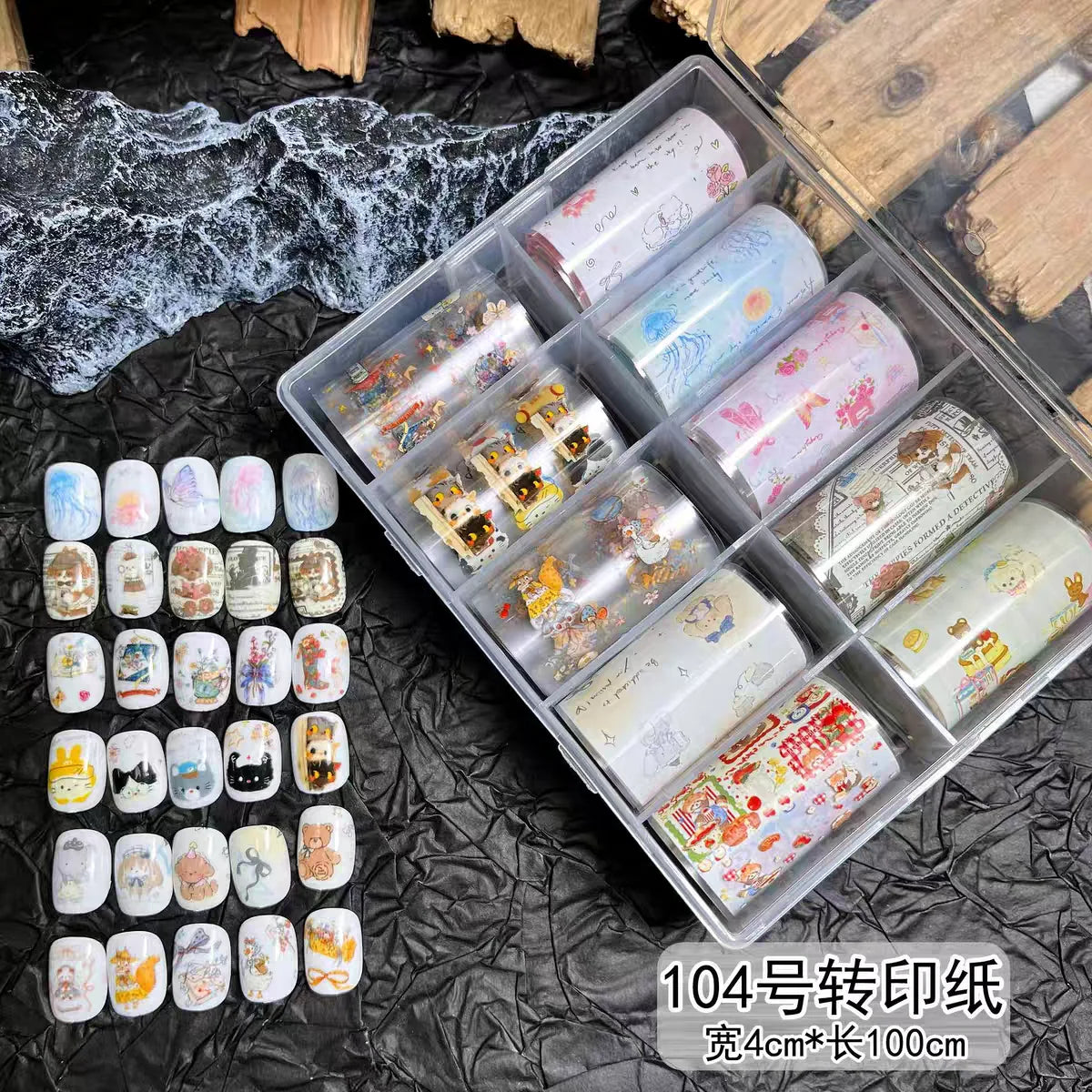 10Rolls Plaid Thousand-Bird Bow Stars Nail Foils Transfer Paper Nail Art Stickers Manicure Set Decal Nails Decoration