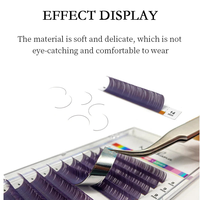 NATUHANA Dark Colored Eyelashes Extension Individual Natural False Mink Colorful Eyelash Grey Blue Color Lashes for Party Makeup