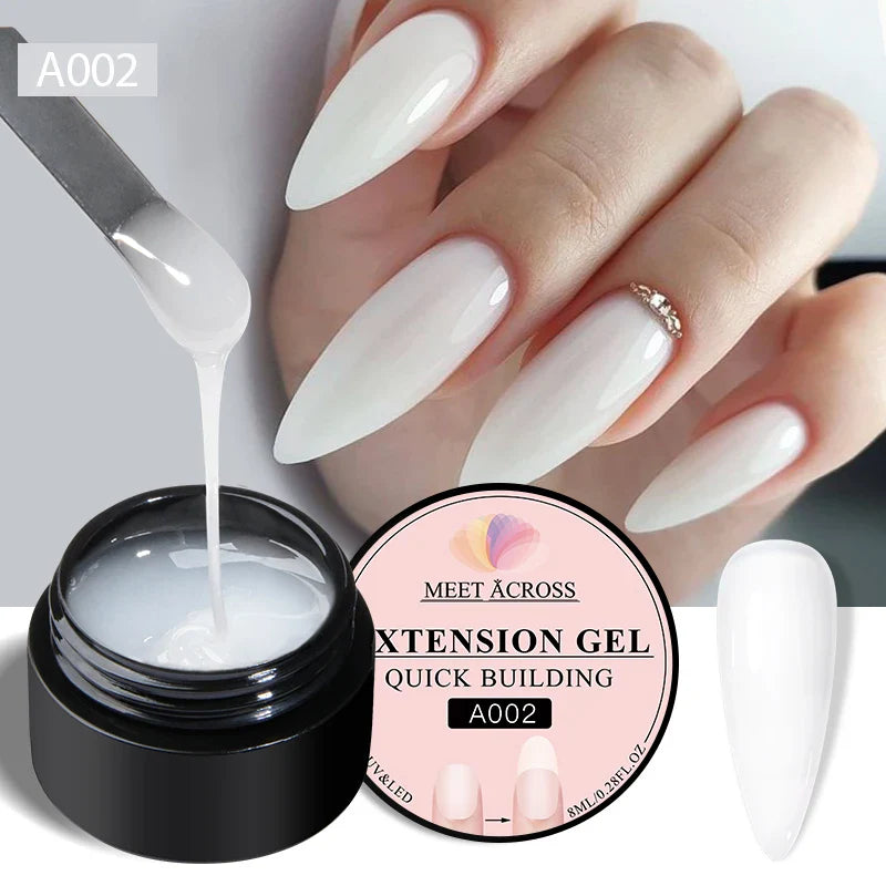 MEET ACROSS 8ml Milk White Quick Extension Gel Nail Polish Vernis Semi Permanent Soak Off Nail Art UV Gel LED Varnish Nails