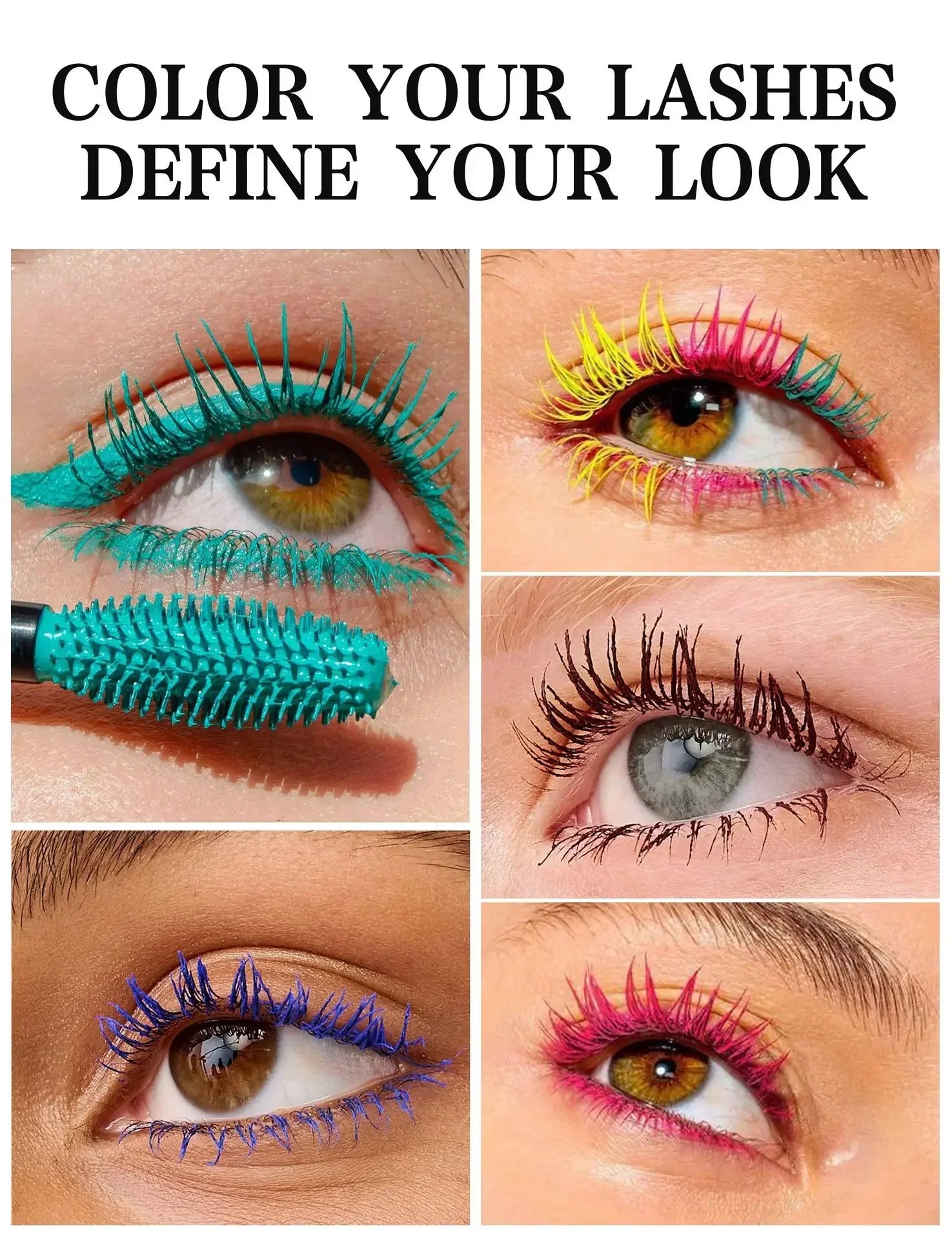 Colorful Silk Mascara Blue Red Black Cream Length Waterproof Smudge-Proof Colored Thickening Lengthening Curling Makeup Cosmetic