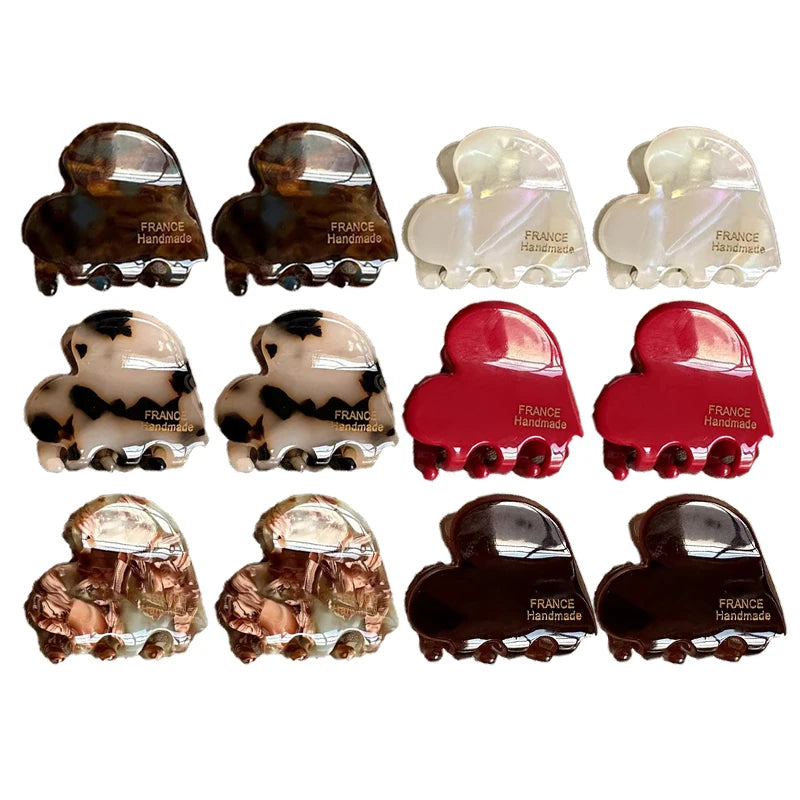 New 3.5cm Small Hair Claw Acetate Hair Crabs for Girls Cute Heart Shaped Hairclips Women Hair Accessories Hairpins Clips