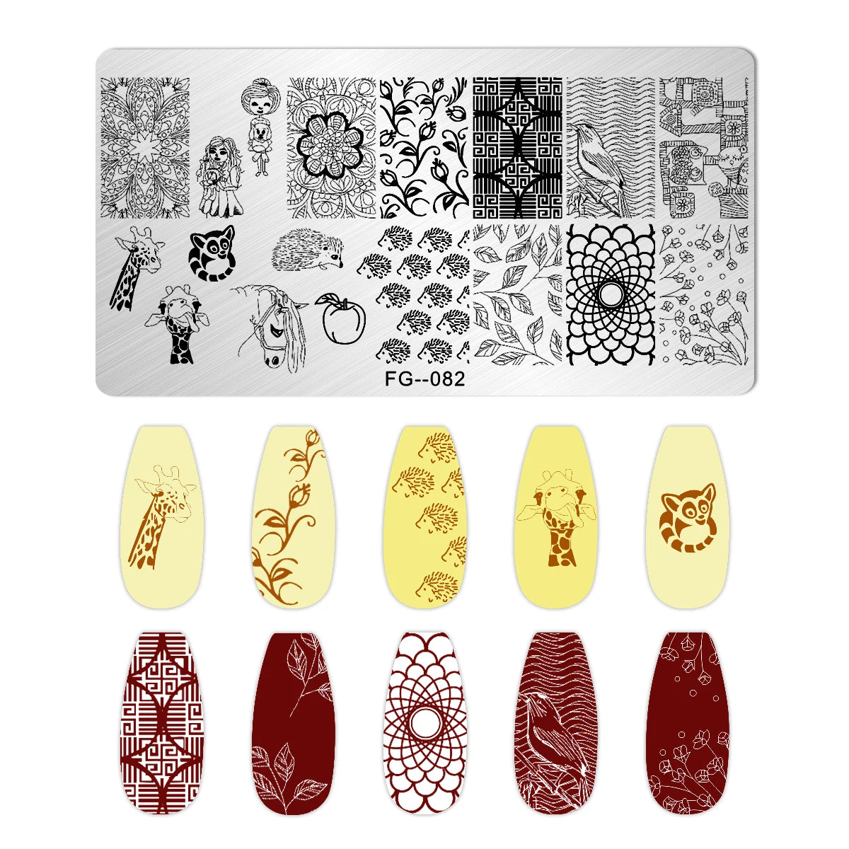 Cartoon Bear Nail Stamping Plates Fruit ice cream cake Floral Flower Leaf Printing Stencil Nail Stamp Templates Nail Art Tools