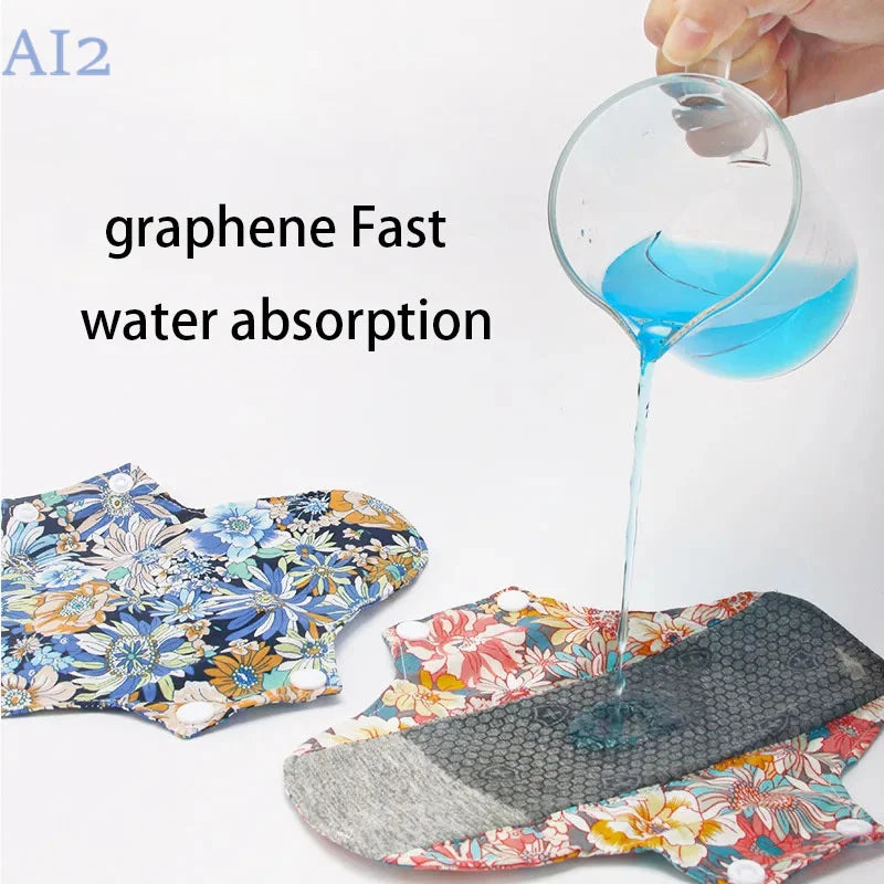 3PCS Sanitary Pads Reusable napkin Pads Washable print Towel Cloth Nursing pad easy to absorb graphene maternity Pads Menstrual