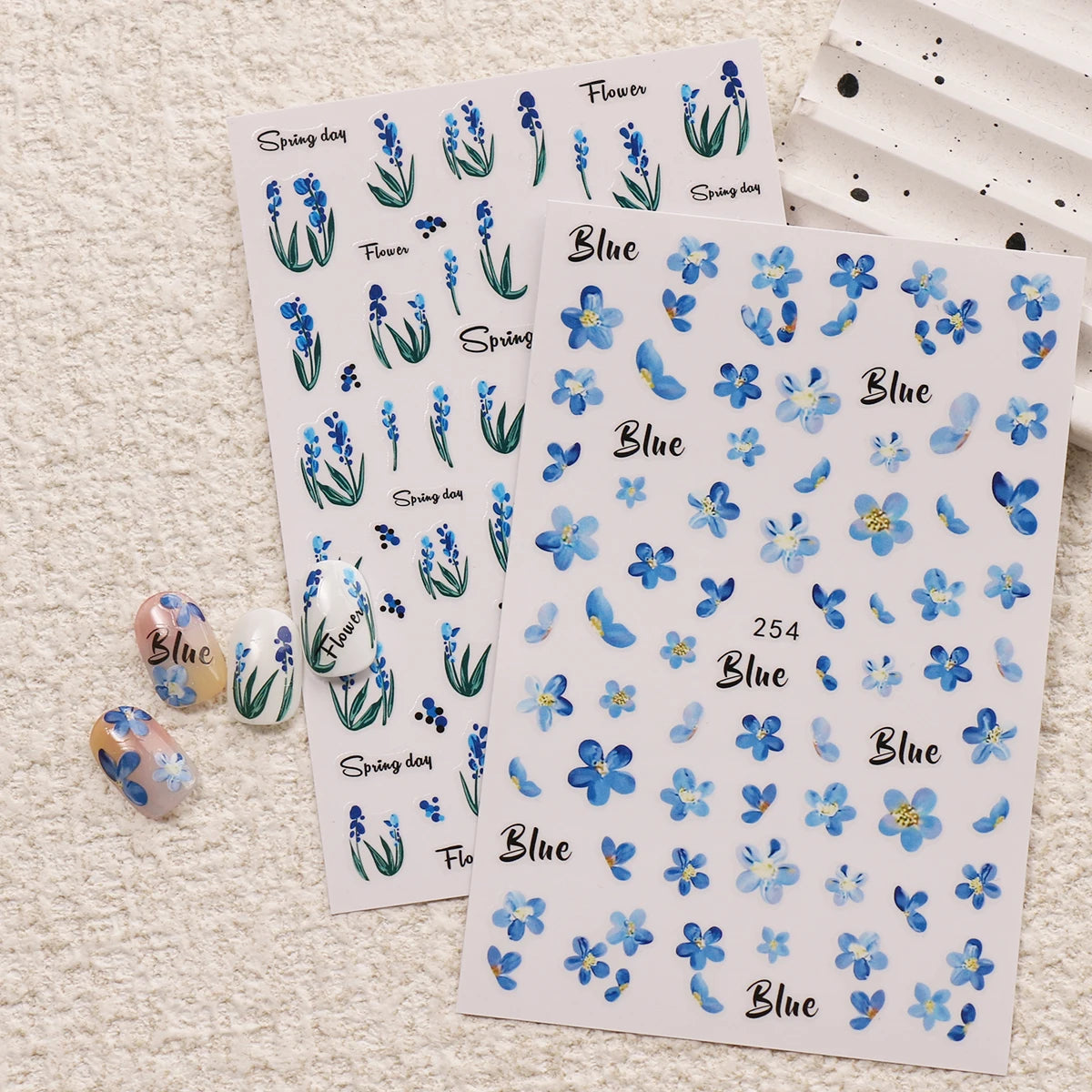 4pcs Spring and Summer Flower Nail Art Stickers - Easy to apply for nail decoration, DIY, gift, wedding party makeup, Y2K