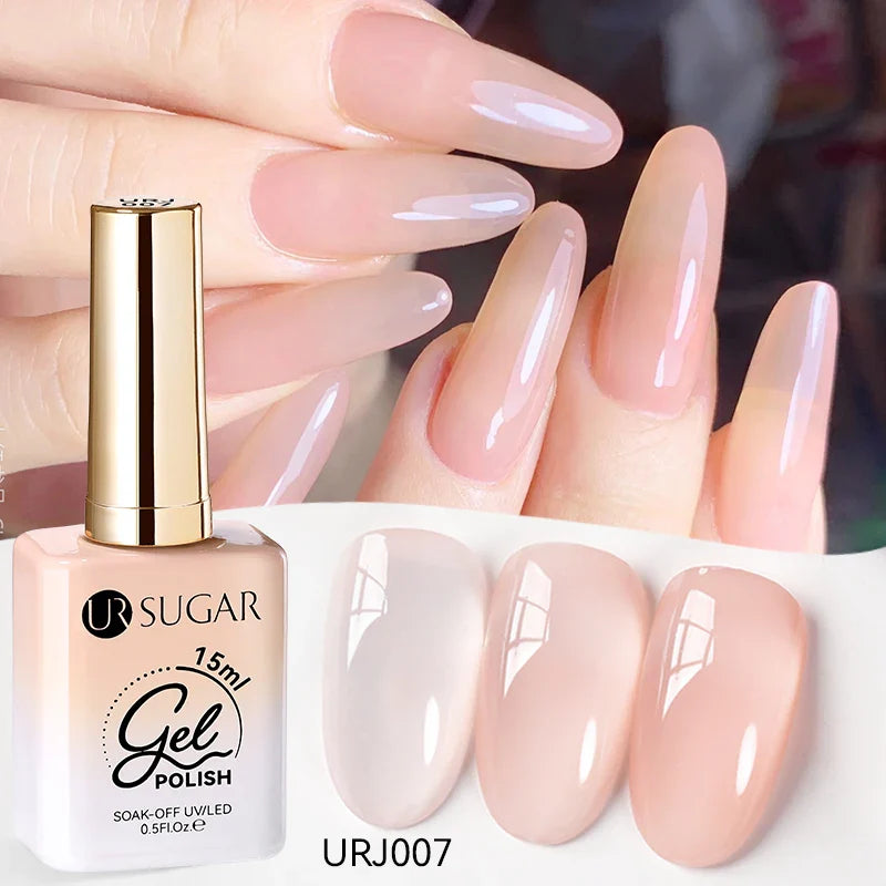UR SUGAR 15ml Jelly Nude Gel Nail Polish Light Pink Translucent Color Soak Off UV LED Gel Varnish Nail Art DIY Fashion Manicure