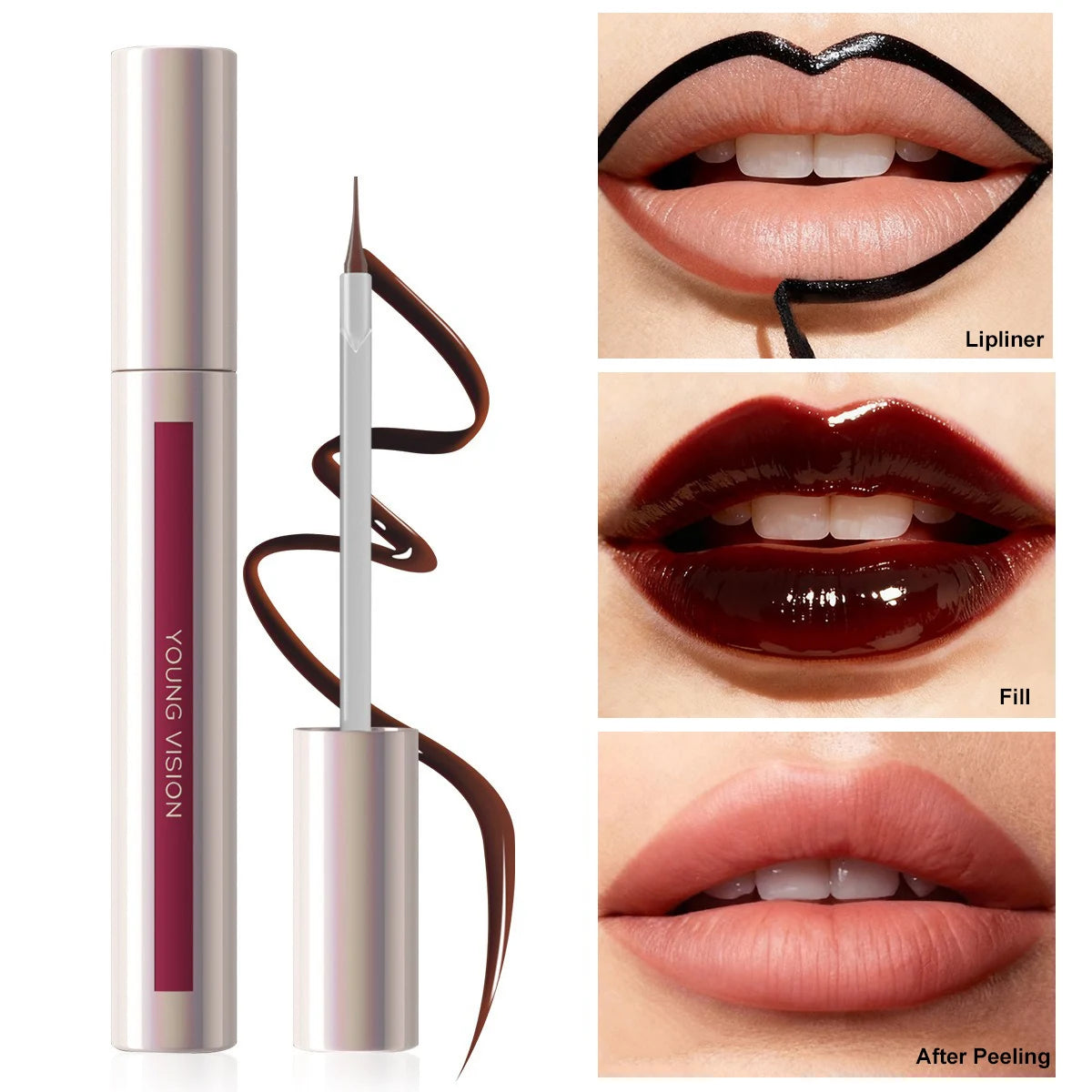 Waterproof Lip Liner Peel Off Tattoo Lipgloss Waterproof Long Lasting Matte Lip Tint Brown Contour Tear-off Lips Stain Cosmetics