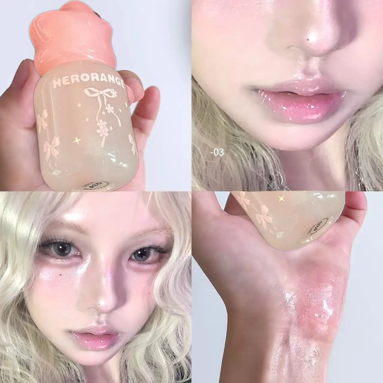 Peach Pink Moisturizer Lip Gloss Hydrating Transparent Fine Shimmer Lip Glaze Lasting Non-Stick Jelly Lip Plumping Korean Makeup